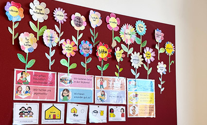 gebasteltes Wandbild mit Verhaltensregeln